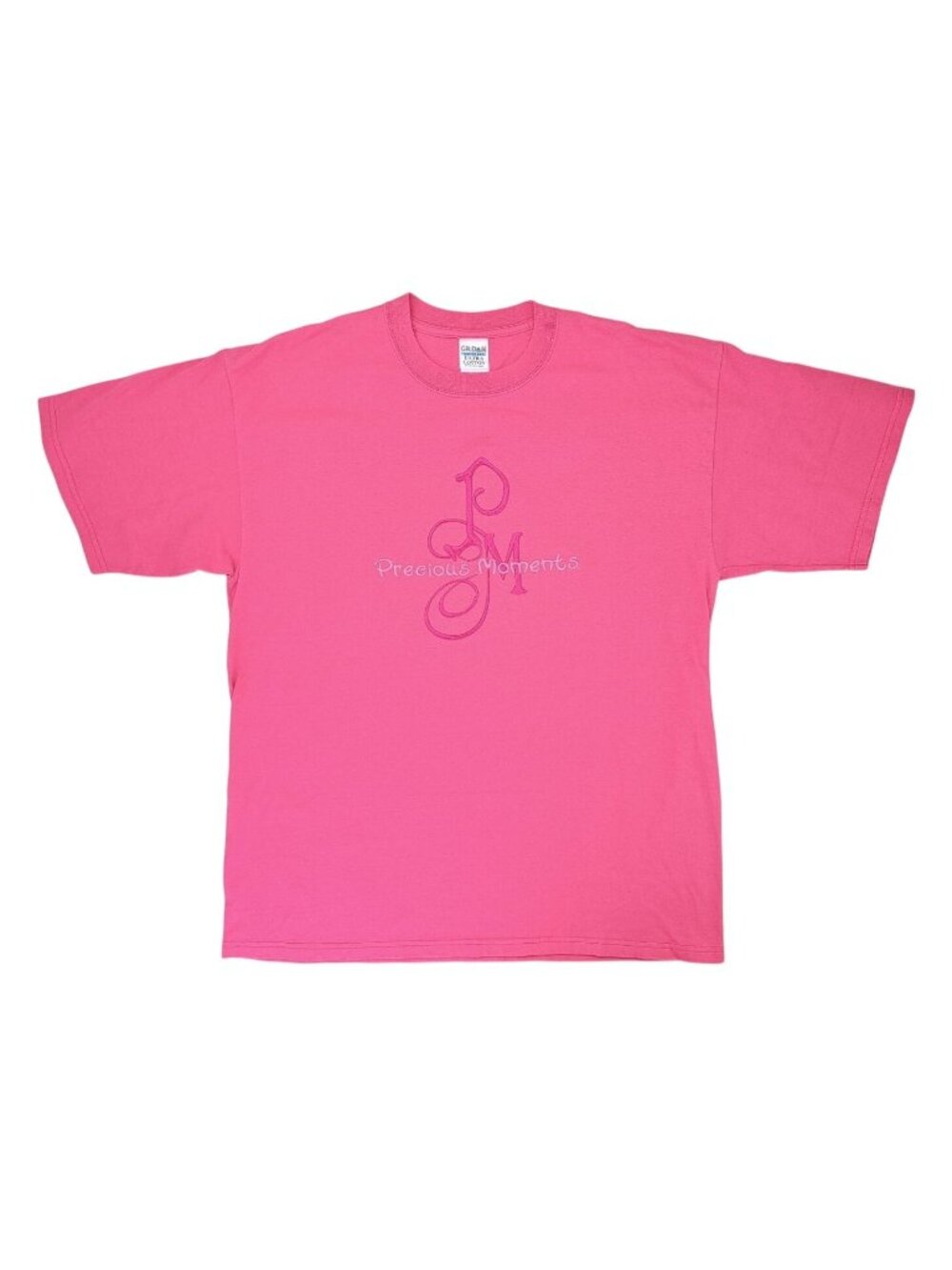 Vintage Precious Moments Pink Embroidered T-Shirt Men Size XL New Gildan Tee